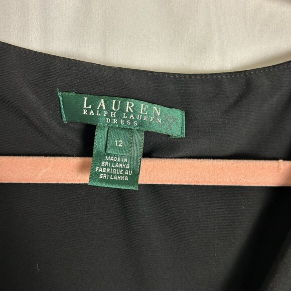Lauren Ralph Lauren Drape Front Knit Dress 12 Black LBD - Picture 4 of 4